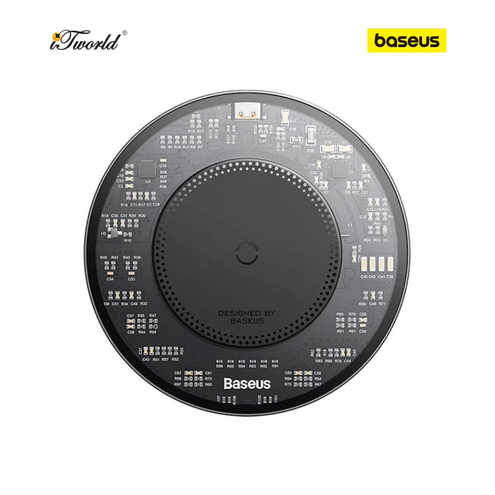Baseus Simple 2 Wireless Charger 15W Cluster Black（Include: Cable Type-C To Type-C 24W 12V/2A 1m Cluster Black) 6932172624507