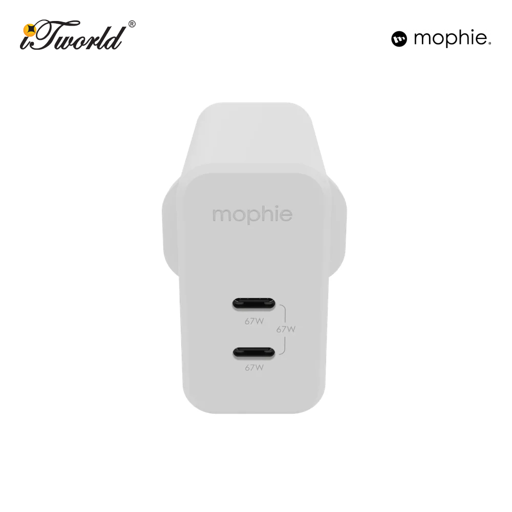 Mophie Wall Adapter USB-C PD DUAL 67W - White 840056158276