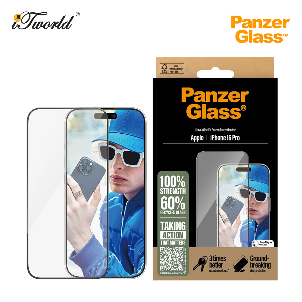 PanzerGlass screen protector Ultra-Wide Fit for iPhone 16 Pro