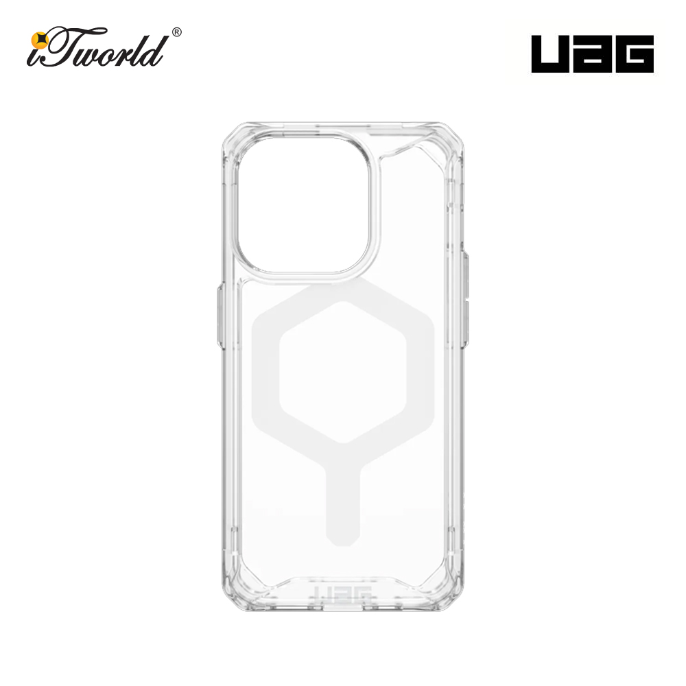 UAG Case Compatible with iPhone 15 Pro Max Case 6.7 Plyo Ash/White  Built-in Magnet Compatible with MagSafe Charging Rugged Anti-Yellowing  Transparent