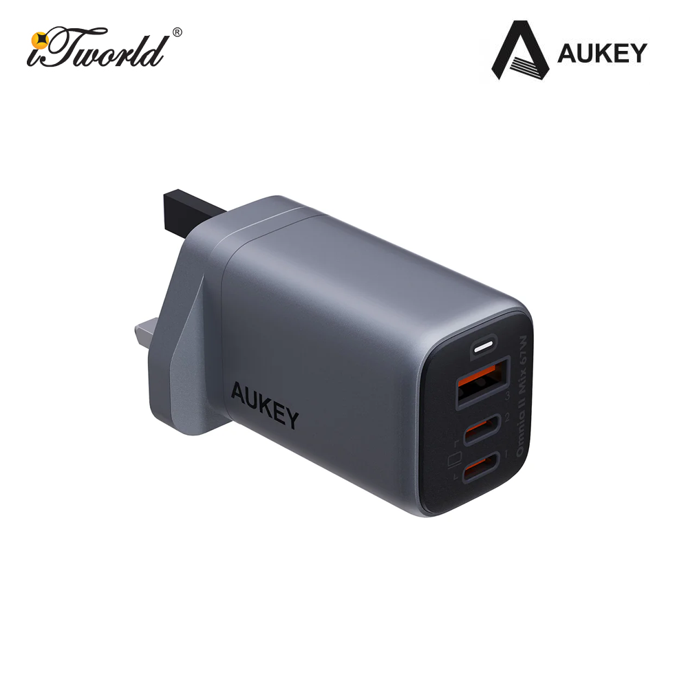 AUKEY PA-B6U Omnia ll Mix 67W UFCS 3 Port Wall Charger with GaN Technology - Black 689323787050