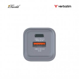 Verbatim GNC-35 GaN Charger 2 Port 35W USB A/C (EU/UK/US) 32200 023942322009