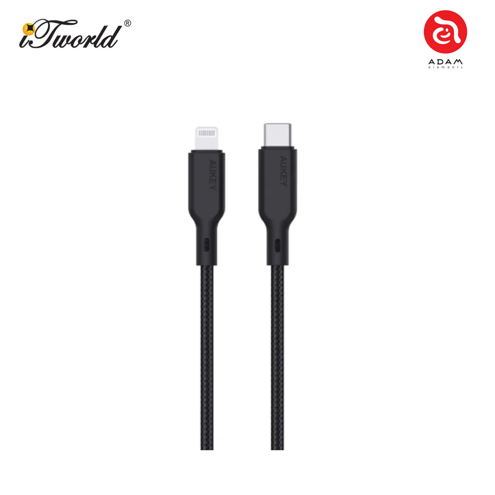 AUKEY CB-CL5 MFI Braided Nylon USB-C to Lightning Cable 1.2m Black 689323787227