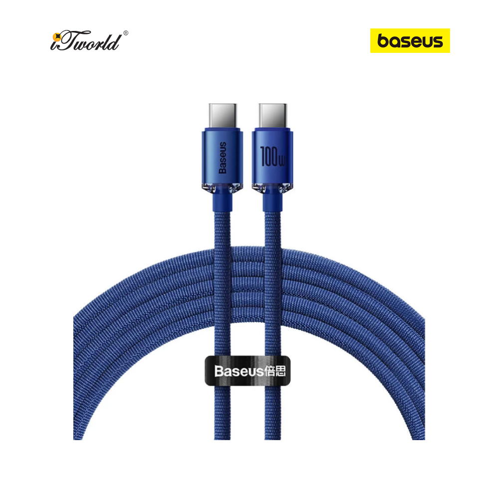 Baseus Crystal Shine Series Fast Charging Data Cable Type-C to Type-C 100W 1.2M - Blue 6932172602871