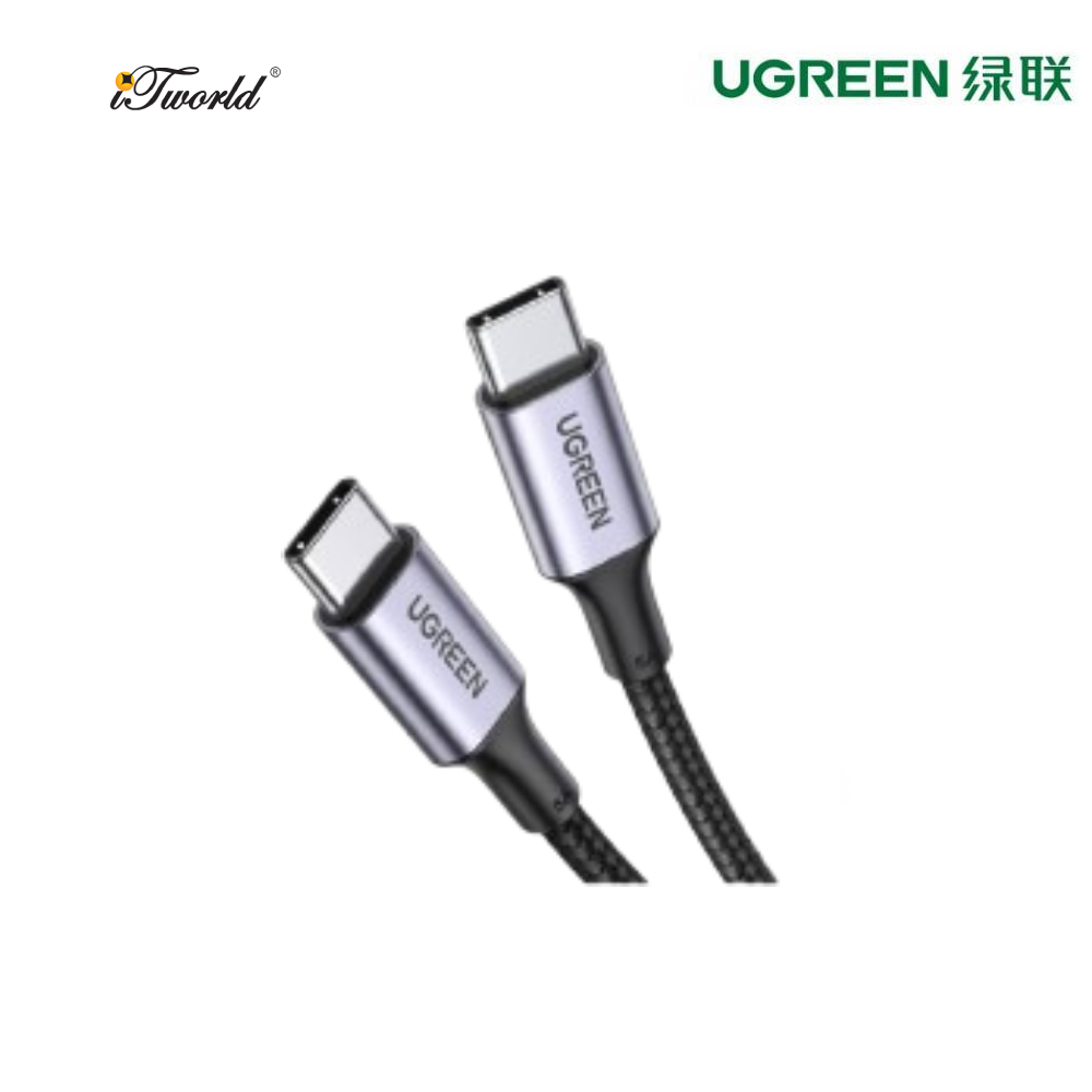 UGREEN USB-C 2.0 MALE TO USB-C MALE LAPTOP 1M NYLON BRAID CHARGING CABLE 100W