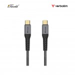 Verbatim 120cm Tough Max E-Marker Kevlar Type-C Cable - PD100W (Type C to Type-C) (Grey) [Fortified with DuPont™ Kevlar  ® with E-Marker chip] 66065 4895117960653