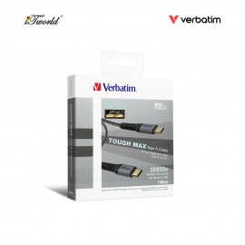 Verbatim 120cm Tough Max E-Marker Kevlar Type-C Cable - PD100W (Type C to Type-C) (Grey) [Fortified with DuPont™ Kevlar  ® with E-Marker chip] 66065 4895117960653