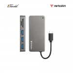 Verbatim 5-in-1 USB & Card Reader Hub (Grey) Type-C Hub with USB3.0 x 3 & SD/MicroSD Card Reader 65679 4895117956793