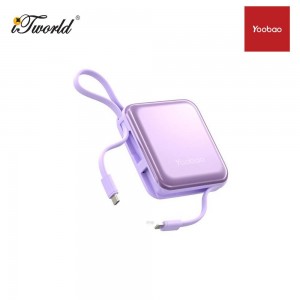 Yoobao LK10 10000mAh 22.5W Quick Charge Power Bank with Build-In Cable (Lightning & Type-C) - Purple