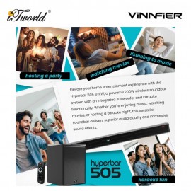 Vinnfier Hyperbar 505 BTRW Wireless Soundbar with Wireless Sub Woofer