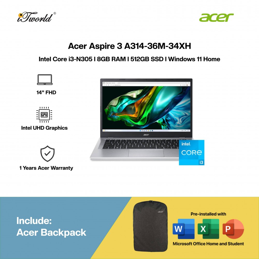 Acer Aspire 3 - 14 Touchscreen Laptop Intel Core I3-n305 1.8ghz