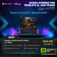 [Pre-order] Acer Predator Helios Neo 16 PHN16-72-52P9 Gaming Laptop (NVIDIA??® GeForce RTX™ 4060 8GB,i5-14500HX,8GB,1TB SSD,16” WQXGA,W11H,Blk,2Y) [ETA:3-5 working days]