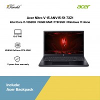 Acer Nitro V 15 ANV15-51-73Z1 Gaming Laptop (NVIDIA??® GeForce RTX™ 4060 8GB, i7-13620H,16GB,1TB SSD,15.6”FHD,W11H,Blk,2Y)