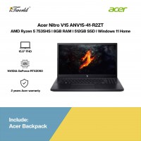 Acer Nitro V15 ANV15-41-R2ZT Gaming Laptop (R5-7535HS,8GB,512GB SSD,RTX2050 4GB,15.6” FHD,W11H,Blk,2 Yrs)