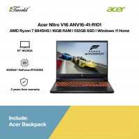 [Pre-order] Acer Nitro V16 ANV16-41-R101 Gaming Laptop (NVIDIA??® GeForce RTX™ 4050 6GB,R7-8845HS,16GB,512GB SSD,16”WUXGA,W11H,Blk,2Yrs) [ETA:3-5 working days]