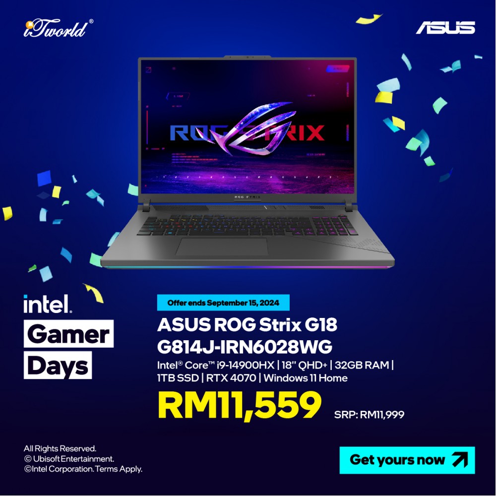 [Pre-order] Asus ROG Strix G18 G814J-IRN6028WG Gaming Laptop (i9-14900HX,32GB,1TB,RTX4070 8GB,18”QHD+,W11H,Green,2Y) [ETA:3-5 working days]