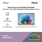 ASUS Zenbook S14 UX5406S-APV209WS Laptop (CU7-258V,32GB,1TB SSD,Intel Arc Graphics,H&S+M365,14"3K OLED,W11H,Scandinavian White,2Y)