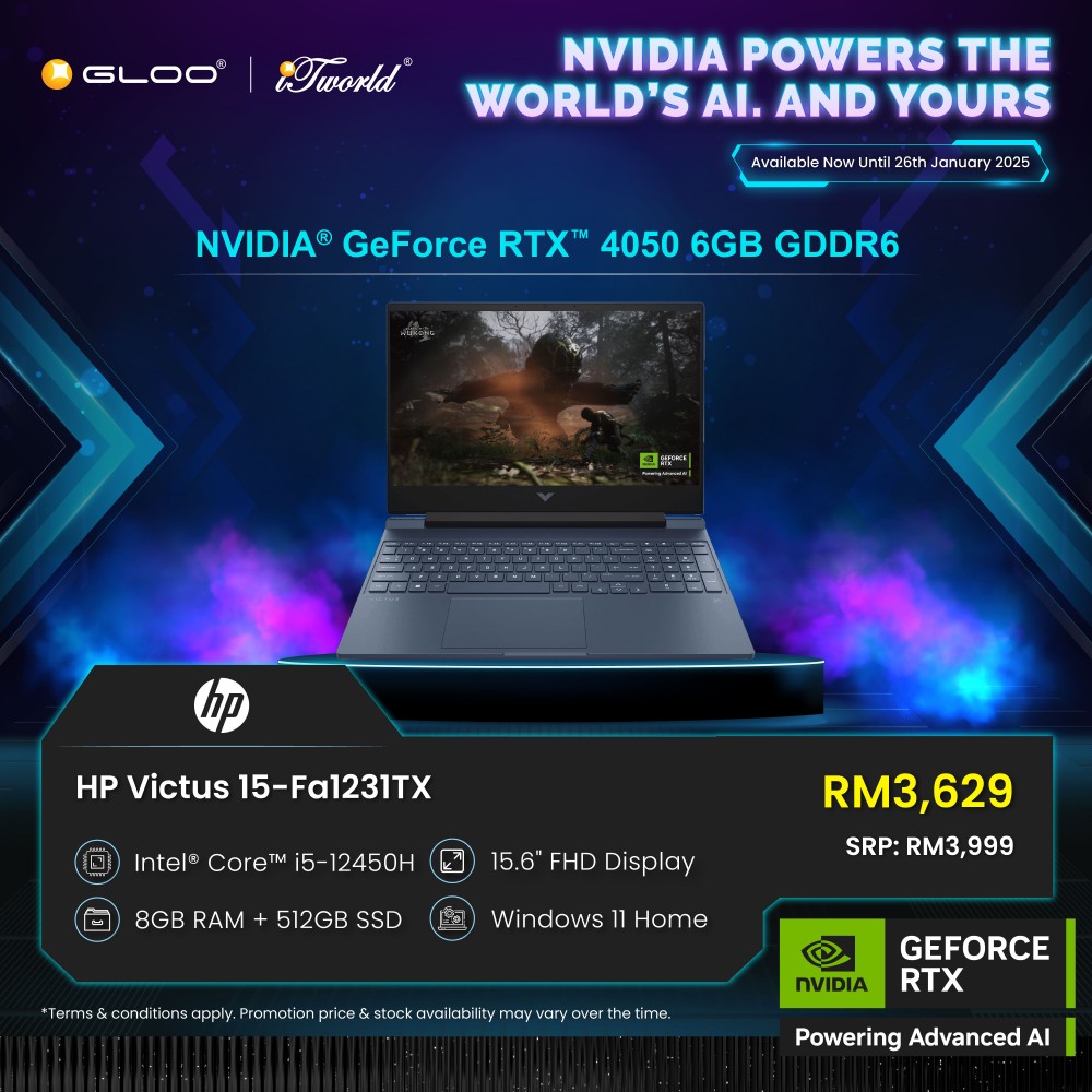 HP Victus Gaming Laptop 15-fa1231TX (Intel  ® Core™ i5-12450H Processor  | 15.6" FHD | 8GB RAM | 512GB SSD | Windows 11 Home)