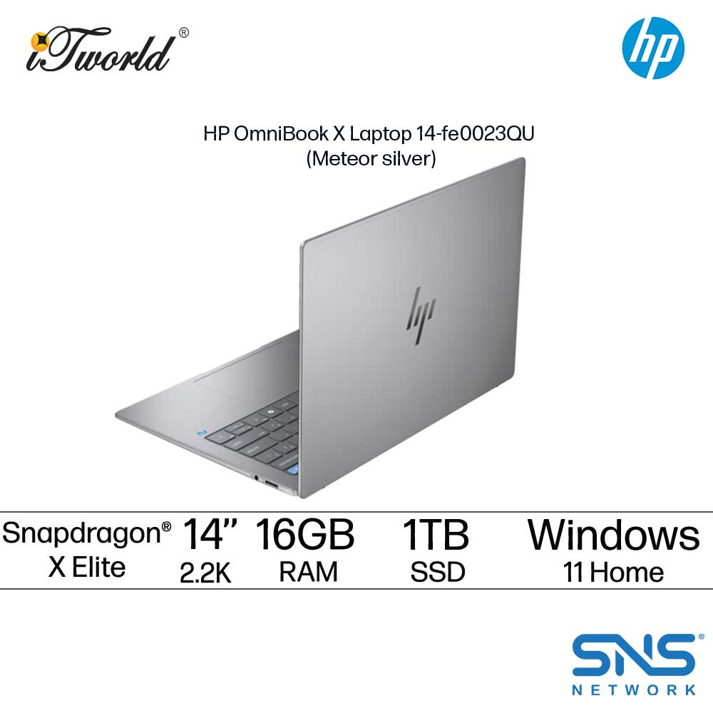 HP OmniBook X Laptop 14-fe0023QU (Snapdragon  ® X Elite | 14" 2.2K Touch | 16GB | 1TB SSD | Qualcomm Adreno GPU | Windows 11 Home | Preinstalled Microsoft Office Home And Student + Office 365 Basic)