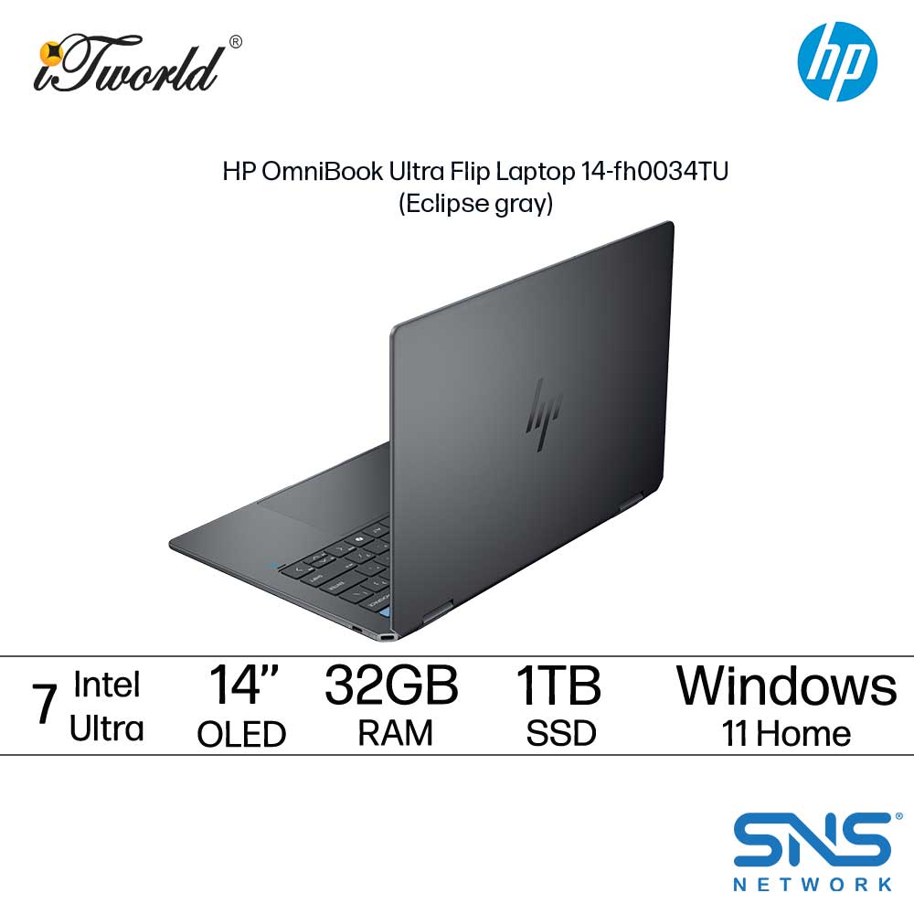 HP OmniBook Ultra Flip 14-fh0034TU (Intel  ® Core™ Ultra 7 258V | 14" diagonal 2.8K OLED Touch | 32GB RAM | 1TB SSD | Intel  ® Arc™ Graphics | Windows 11 Home | Preinstalled Microsoft Office Home and Student + Office 365 Basic)