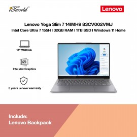 Lenovo Yoga Slim 7 14IMH9 83CV002VMJ Laptop (CORE ULTRA 7-155H,32GB,1TB SSD,Intel Arc,H&S,14”WUXGA OLED,W11H,Luna Grey,2Y)