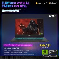 [Pre-order] MSI Cyborg 15 A12VF-045MY Gaming Laptop (NVIDIA??® GeForce RTX™ 4060,i7-12650H,16GB,512GB SSD,15.6"FHD,W11H,Black) [ETA: 3-5 working days]