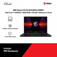 [Pre-order] MSI Sword 16 HX B14VEKG-628MY Gaming Laptop (Intel??® Core™ i7 14650HX l 16" QHD+ l 16GB RAM l 1TB SSD l NVIDIA??® GeForce RTX™ 4050 6GB l Windows 11 Home)