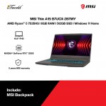 MSI Thin A15 B7UCX-287MY Gaming Laptop (R5-7535HS,8GB,512GB SSD,RTX2050 4GB,15.6"FHD,W11H,Gray,2Y)