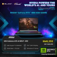 MSI Katana A15 AI B8VF-492MY Gaming Laptop (NVIDIA??® GeForce RTX™ 4060 8GB,R9-8945HS,16GB,1TB SSD,15.6"QHD,W11H,Black,2Y)