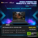 MSI Stealth A16 AI+ A3XVGG-089MY Gaming Laptop (NVIDIA  ® GeForce RTX™ 4070 8GB,Ryzen AI 9 HX 370,32GB,1TB SSD,16” UHD+,W11H,Blk,2Y)