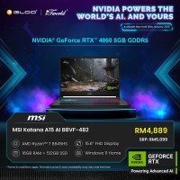 MSI Katana A15 AI B8VF-482MY Gaming Laptop (NVIDIA??® GeForce RTX™ 4060 8GB,R7-8845HS,16GB,512GB SSD,15.6” FHD,W11H,Blk,2Y)