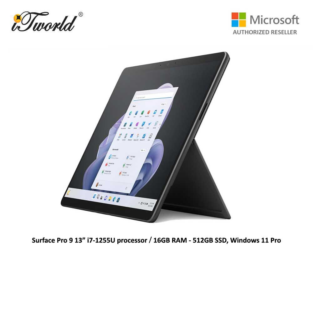 Microsoft Surface Pro 9 13” | i7-1255U processor | 16GB RAM | 512GB SSD | Windows 11 Pro | Graphite - QIY-00028