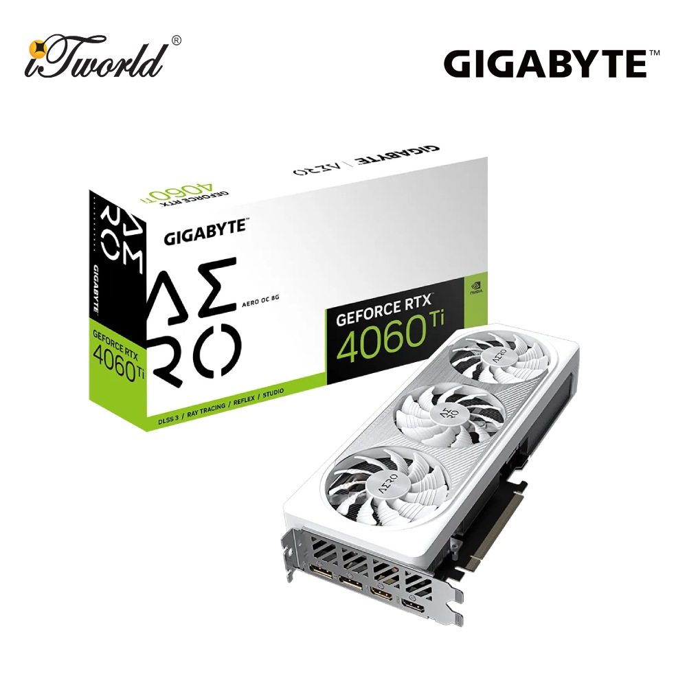 Gigabyte GeForce RTX 4060 Ti AERO OC 8G Graphics Card (GV-N406TAERO OC-8GD) 9VN406TAO-00