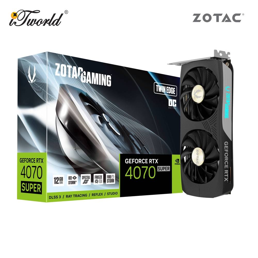 ZOTAC GAMING GeForce RTX 4070 SUPER Twin Edge OC 12GB GDDR6X Graphics card - ZT-D40720H-10M