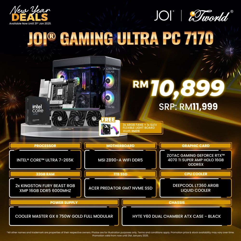 JOI Gaming Ultra PC (Intel core ultra 7-265KF/32GB RAM/1TB SSD/RTX4070/DOS)