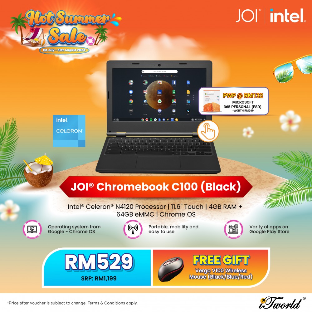 JOI Chromebook C100 (N4120,4GB,64GB,11.6 Inches Touch) QC-C100 Laptop