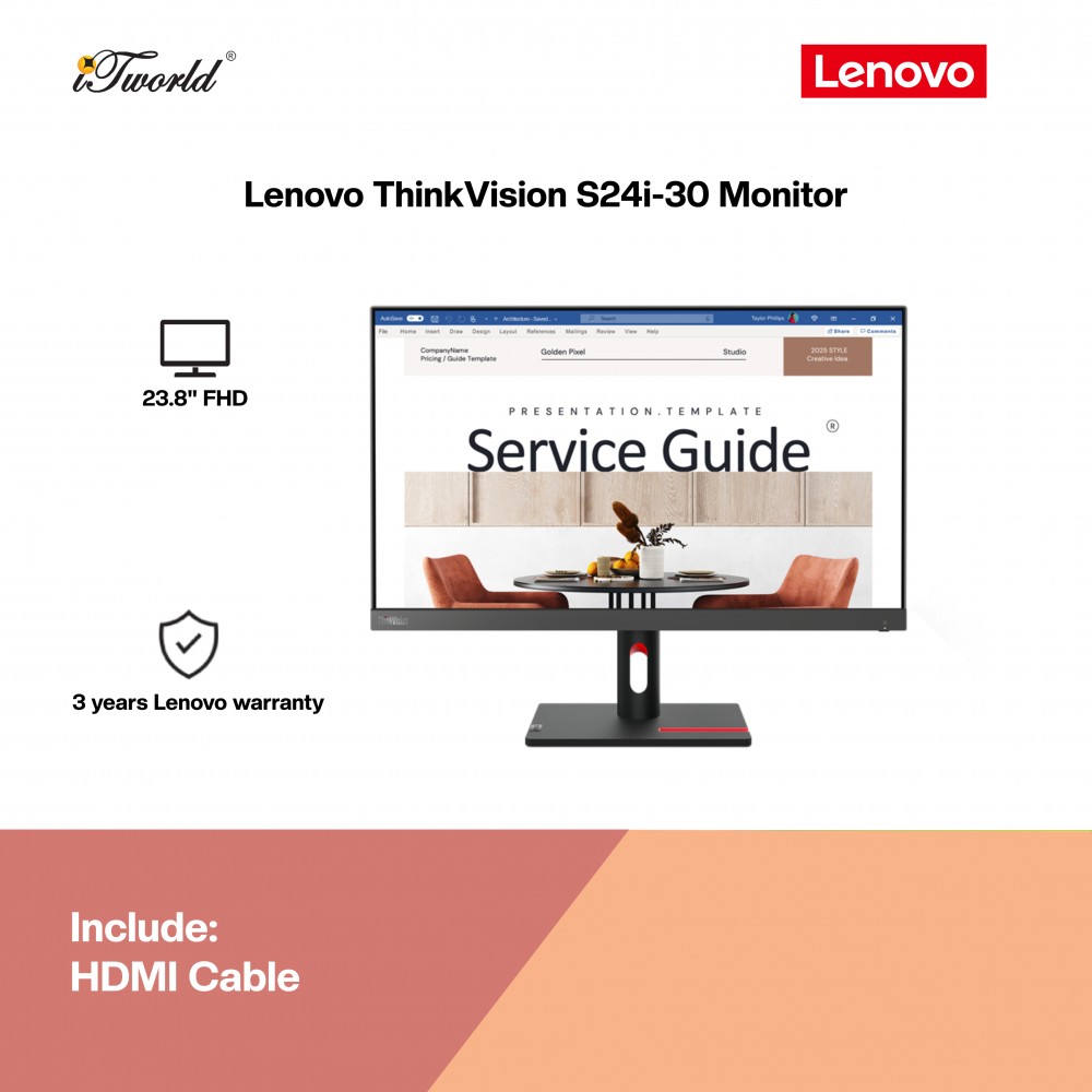 Lenovo ThinkVision S24i-30 23.8" Monitor 63DEKAR3WW