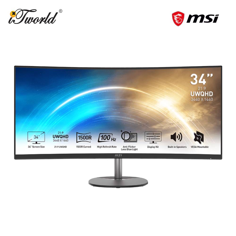 MSI Pro MP341CQ 34" UWQHD 100Hz Curved Monitor