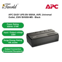 APC EASY UPS BV 650VA, AVR, Universal Outlet, 230V BV650I-MSX - Black