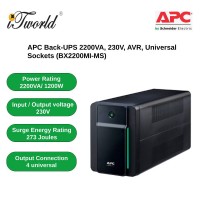 APC Back-UPS 2200VA, 230V, AVR, Universal Sockets (BX2200MI-MS)