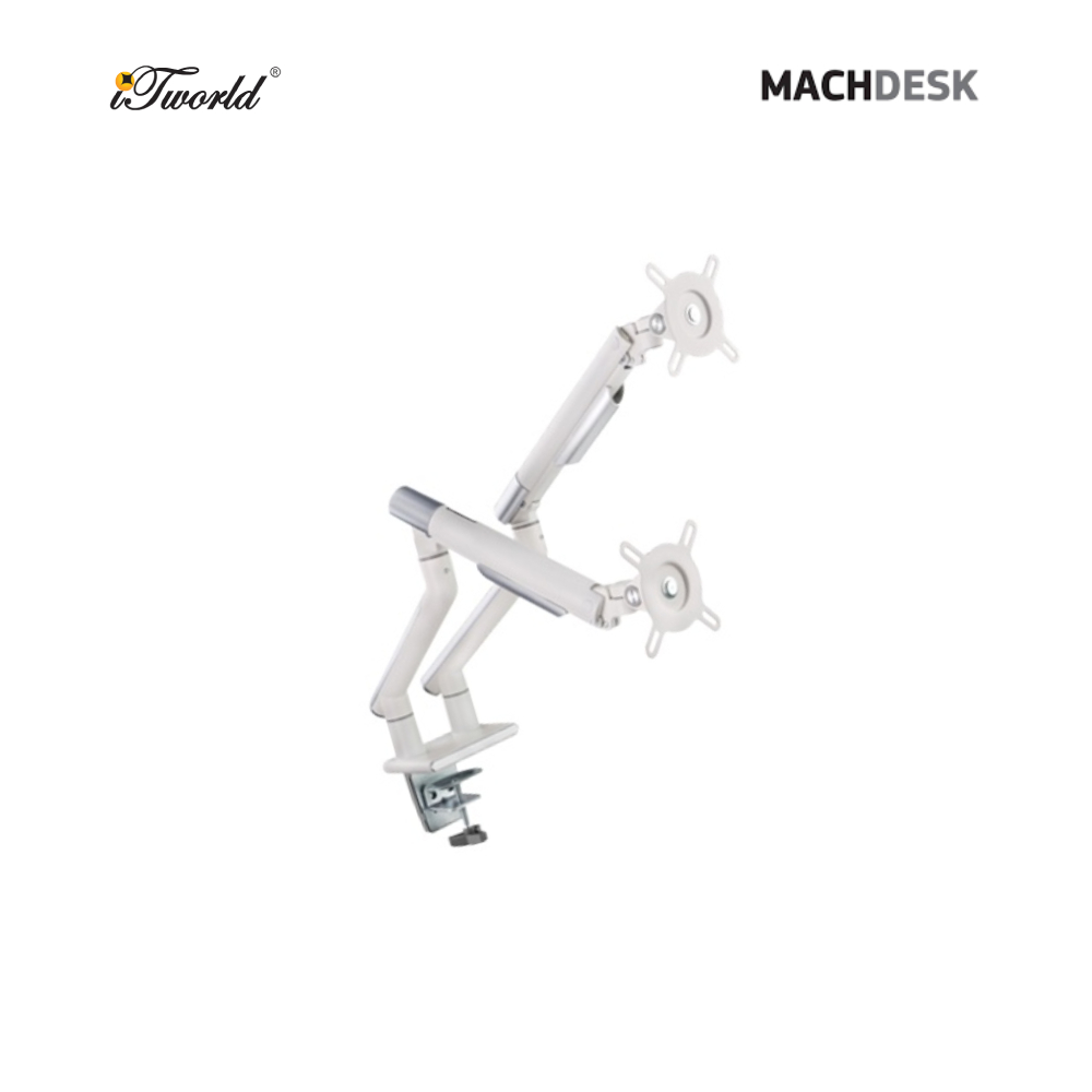 MachDesk MD49 Dual Slim Mechanical Spring Monitor Arm – White (MD49-A02SN)